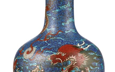 A MAGNIFICENT AND RARE LARGE CLOISONNE ENAMEL 'DRAGON' TIANQIUPING QING DYNASTY, 18TH CENTURY