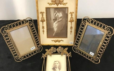 4 Antique Table Standing Brass Frames