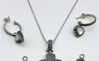 4 pc. Assorted .925 STERLING Marcasite Necklace Earring