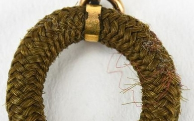 Antique 19th C Woven Hair Mourning Pendant
