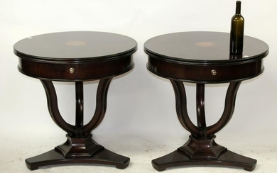 Pair of Art Deco style round side tables
