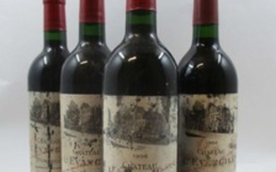 4 bouteilles 3 bts : CHÂTEAU L'EVANGILE 1996 Pomerol (étiquettes très abimées)