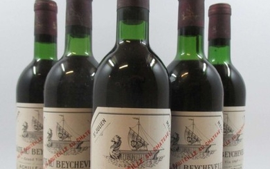 5 bouteilles CHÂTEAU BEYCHEVELLE 1967 4è GC Saint Julien (2 base goulot