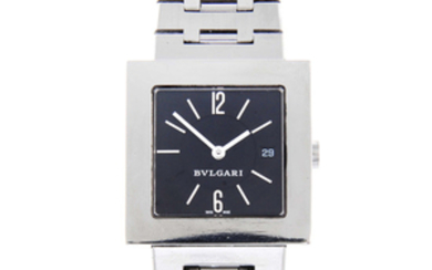 BULGARI - a mid-size stainless steel Quadrato bracelet watch.