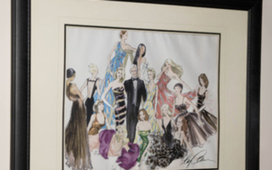 [CASSINI-KENNEDY FASHIONS] Group of five framed reproduction photographs of fashion designs made for Jacqueline Kennedy.