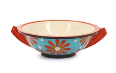 CLARICE CLIFF BIZARRE BOWL, with stylised daisy pattern,...