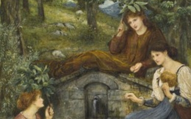 BY A CLEAR WELL, WITHIN A LITTLE FIELD, Marie Spartali Stillman