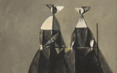 Duilio Barnab (1914-1961) Deux personnages, 1956 Oil on canvas; signed...