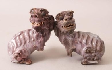 A PAIR OF EARLY 20TH CENTURY CHINESE PURPLE GLAZED
