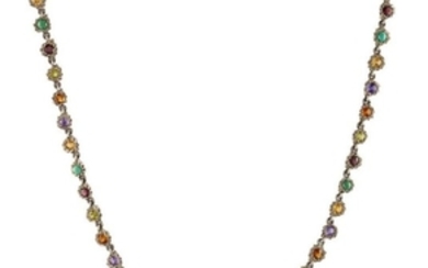An early 20th century silver, multi-gem necklace,...