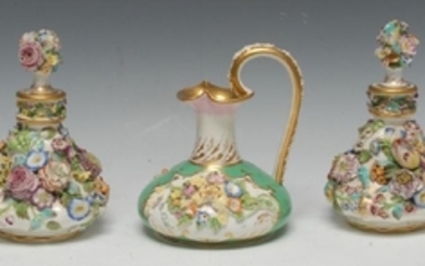 A pair of English Porcelain scent bottles, probably