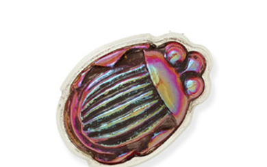 A Favrile glass and sterling silver scarab brooch,, Tiffany & Co.