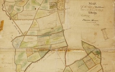 IRISH INTEREST: Original Hand drawn and coloured MAP of the Estate of Miss. E. Flood