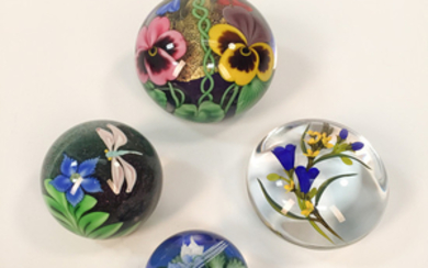 Four Contemporary Paperweights by Orient & Flume, Lundberg, and Buzzini