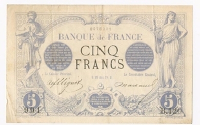 FRANCE 5 francs noir du 25 janvier 1872. F 1/2...