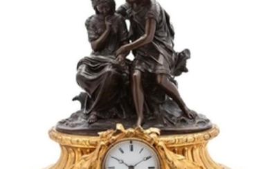 A French Gilt and Patinated Bronze Mantel Clock