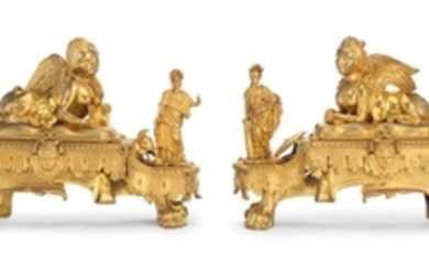 A PAIR OF FRENCH ORMOLU CHENETS, SECOND HALF 19TH CENTURY
