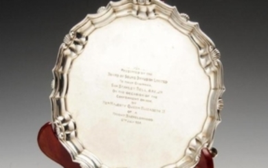 A George II silver salver, of circular form with