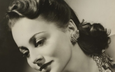 De Havilland (Olivia) Black and white portrait photograph...