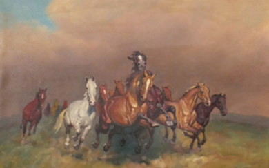 JANOS VISKI, Wild Horses Painting