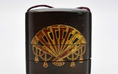 JAPANESE GILT AND BLACK LACQUER INRO