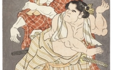 KATSUKAWA SHUN'EI (1762–1819) TWO SUMO WRESTLERS EDO PERIOD, LATE 18TH CENTURY