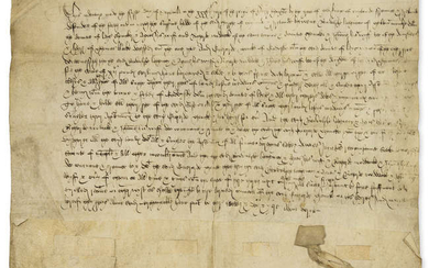 Leicestershire.- Henry VIII.- Indenture of a bargain and sale from Radulph ?Largeway shomaker and Agnes his wife of ?Upton and Richarde Wodbank of land in Gaddysby, 1546; and 4 others (5).