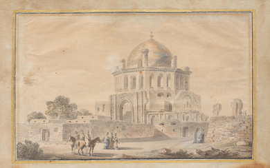 Michel-Francois Preaulx (French, 1796-1827), The Mausoleum of Oljeitu, or Muhammad Khodabandeh, the eighth Ilkhanid ruler of Persia (reg. 1304-16)