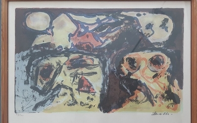 Mogens Balle: Composition. Signed Balle 74/100. Lithography on paper. 28×45 cm. Frame size 36.6×51.5 cm.
