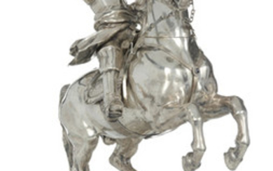 Monumentales Trinkspiel eines barocken Reiters auf steigendem Pferd