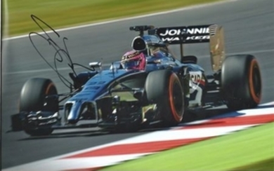 Motor Racing Jenson Button 12x8 signed colour photo picture driving for Mclaren in formula one. Jenson Alexander Lyons Button...