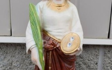 Older Plaster Statue of Saint Lucy + 19 1/4" tall +