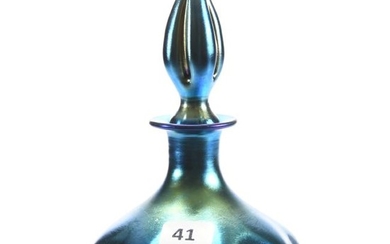 Perfume Bottle, Steuben, Blue Aurene Art Glass