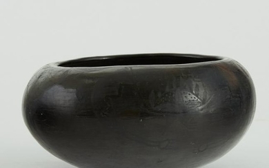 San Ildefonso Pueblo Blackware Bowl w/ Kachinas