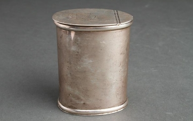 Silver Engraved Lion Head Snuff Box w Lid, 19th C.