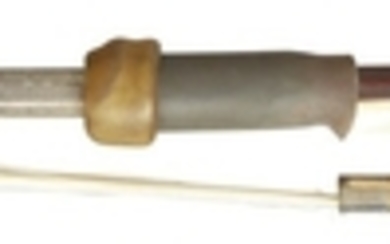 Silver-Mounted Violoncello Bow - Siegfried Finkel, the octagonal stick stamped S FINKEL at the butt, the ivory frog with parisian eye, the plain silver adjuster, weight 88 grams.