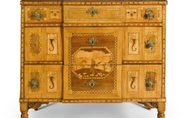 A South German neoclassical walnut and satinwood parquetry and marquetry commode, circa 1770
