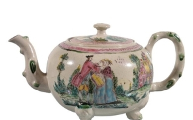 A Staffordshire salt-glazed stoneware teapot and cover