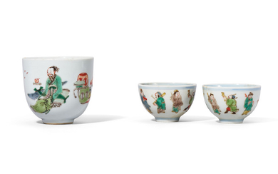 THREE FAMILLE VERTE CUPS, KANGXI PERIOD (1662-1722)
