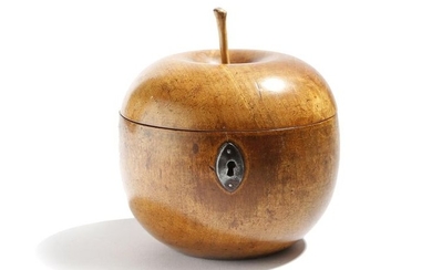 A treen fruitwood tea caddy in the form of an appl…