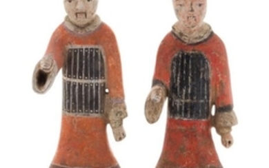 * Two Painted Pottery Figures of Soldiers