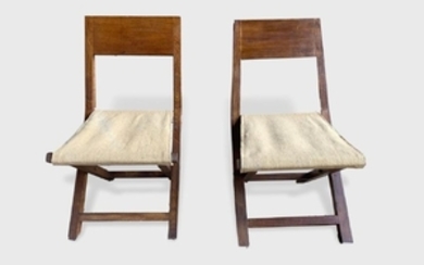 Two Similar French Folding Camp Chairs, 1940's