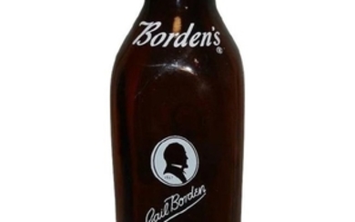 Vintage Gail Borden Square Milk Bottle Amber 1 Quart