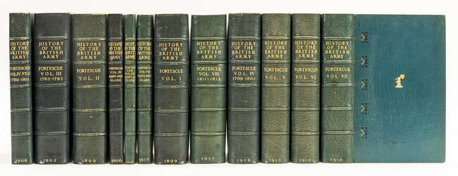 Military.- Bindings.- Fortescue (Hon J.W.) A History of the British Army, 9 vol. only (of 14) and 3 vol. of maps only (of 6), together 12 vol., first editions, 1899.