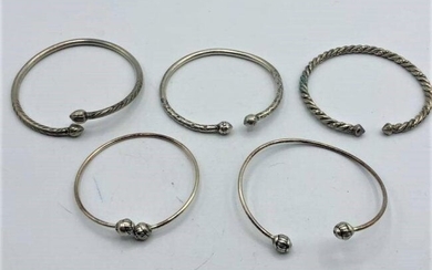 [5] Five Assorted Sterling Silver Bangle Bracelets
