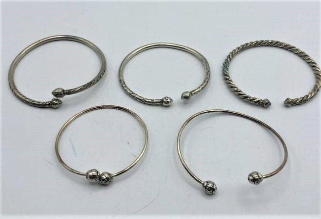[5] Five Assorted Sterling Silver Bangle Bracelets