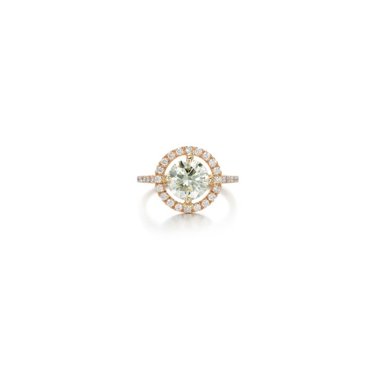 Light Green Yellow diamond and diamond ring
