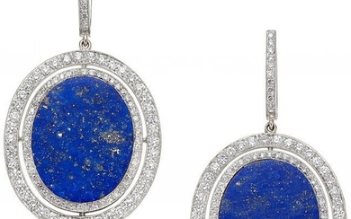55041: Diamond, Lapis Lazuli, White Gold Earrings, Eli
