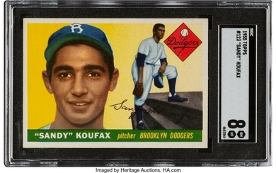 56841: 1955 Topps Sandy Koufax #123 SGC NM/MT 8. The mi