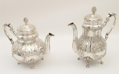 57 T.O.W.; TWO STERLING SILVER TEA AND COFFEE POTS